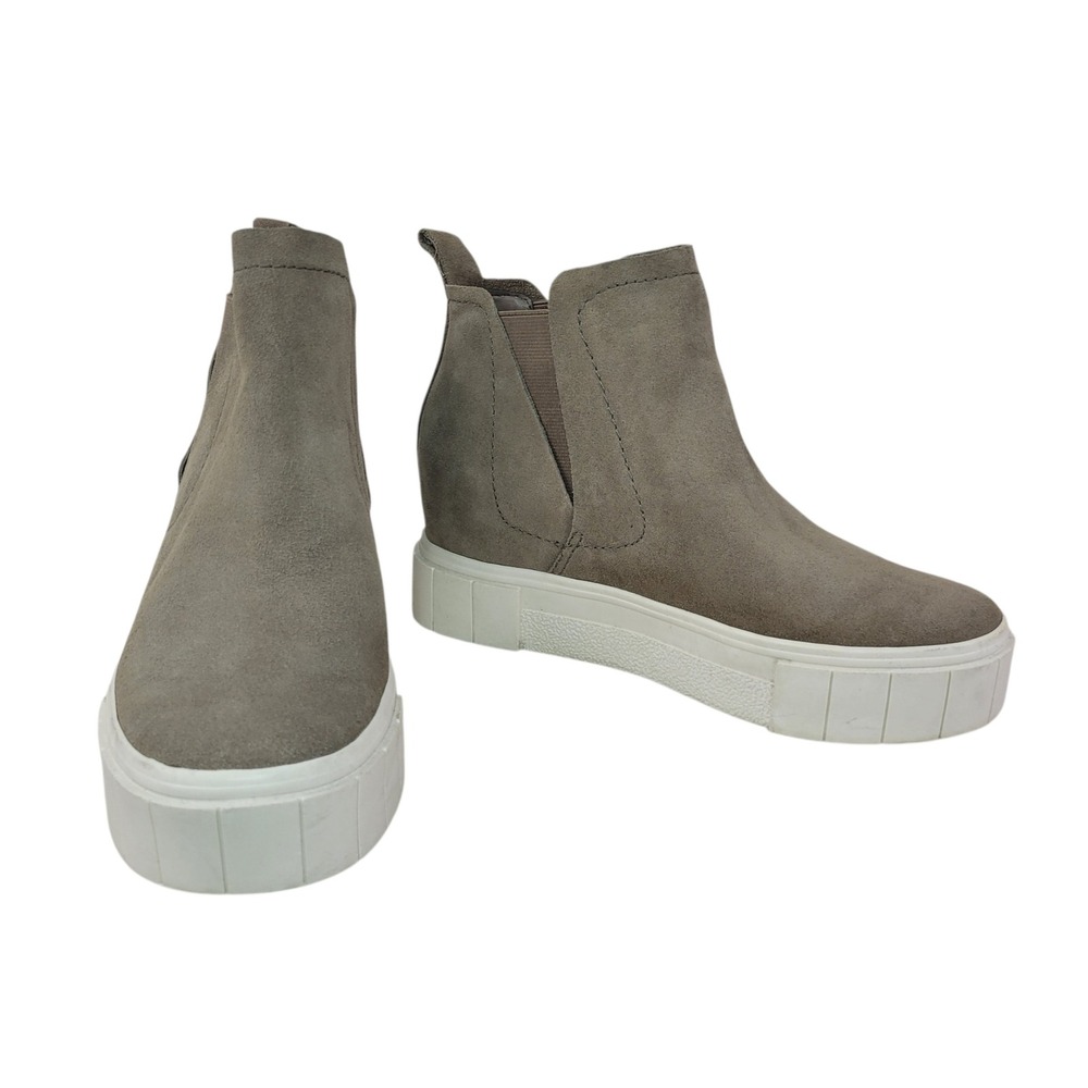 Dolce Vita Zabie Taupe Suede Wedge Sneakers Platform Ankle Boots Womens 7M